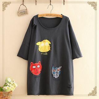 Cat-patch Short-sleeve Top