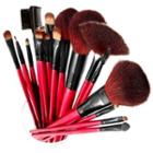 Shany - Professional 12 Pcs Cosmetic Brush Set With Pouch Red
