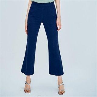 Boot-cut Linen Blend Cropped Pants
