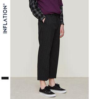 Straight-cut Striped Crop Pants