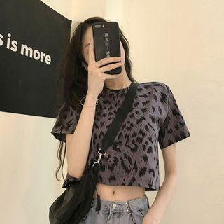 Leopard Pattern Cropped T-shirt