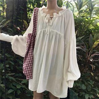 Balloon-sleeve Tunic White - One Size