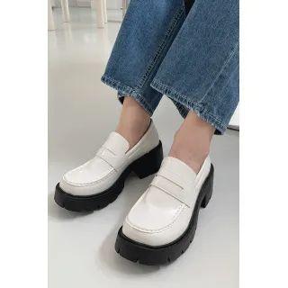 Square-toe Lug-sole Penny Loafers