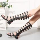 Block Heel Knee-high Roman Sandals