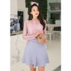 J-size - Frill-neck Lace Blouse