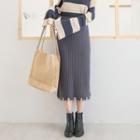 Fringed Knit Midi Skirt