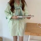 Long-sleeve Plain Shirt / Knit Shawl