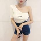 Dollar Sign One-shoulder Knit Top