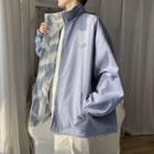 Drawstring-cuff Tie-dyed Zip-up Jacket