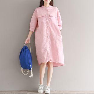 3/4-sleeve Shift Shirtdress