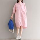 3/4-sleeve Shift Shirtdress