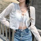 Cut-out Light Cardigan + Lace Camisole Top