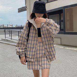 Reversible Zip Jacket / Plaid Mini Skirt
