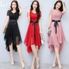Short-sleeve Chiffon Ruffled A-line Dress