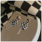 Flower Checker Alloy Dangle Earring 1 Pair - Silver Needle - One Size