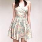 Halter-neck Tie Dye Mini A-line Dress