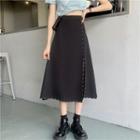 High-waist Rivet Slit Skirt