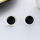 Disc Sterling Silver Earring 1 Pair - 083fr - Silver & Black - One Size