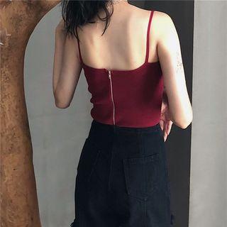 Plain Zip Knit Camisole Top