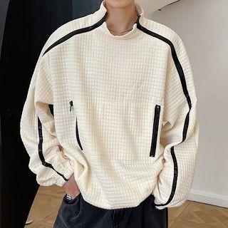 Stand-collar Zip Design Sweatshirt