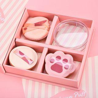 Cat Paw Powder Puff / Case / Set Pink - One Size