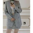 Single-breasted Floral Print Blazer / Spaghetti Strap Top / Mini Fitted Skirt