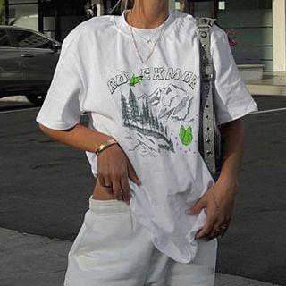 Lettering And Graphic Over-sized T-shirt