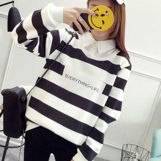 Striped Lettering Sweatshirt