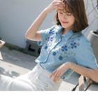 Short Sleeve Pattern Embroidered Blouse