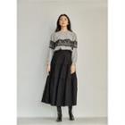 Band-waist Tiered Skirt Black - One Size