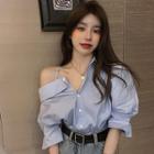 Off-shoulder Irregular Loose-fit Blouse
