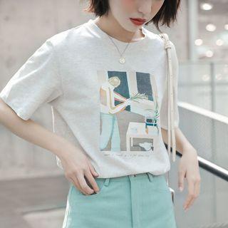 Short-sleeve Printed T-shirt Green - One Size