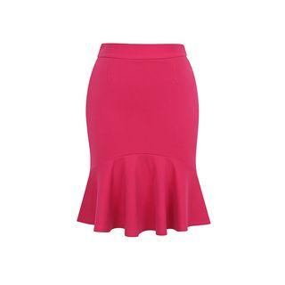 Plain Ruffle Hem Pencil Skirt