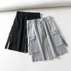 Front-zip A-line Knit Skirt