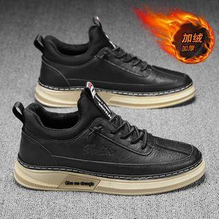 Fleece-lined Panel Lace-up Sneakers