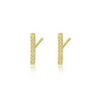 Sterling Silver Plated Gold Simple And Delicate Geometric Rectangular Cubic Zirconia Stud Earrings Golden - One Size