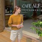 Elbow-sleeve Roll-edge Sweater
