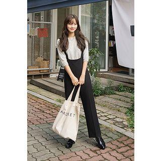 High-waist Straight-cut Suspender Pants