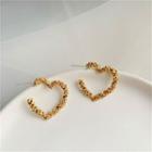 Heart Alloy Earring 1 Pair - 127 - Silver Needle - Gold - One Size