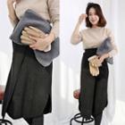 Band-waist Wrap-front Knit Skirt
