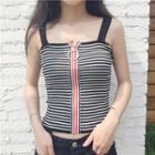 Zip Front Knit Camisole Top