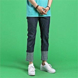 Elastic-waisted Roll-up Jeans