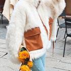 Contrast Pocket Fluffy Jacket