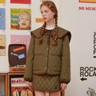 Multi-way Sailor-collar Quilted Jacket Khaki - One Size