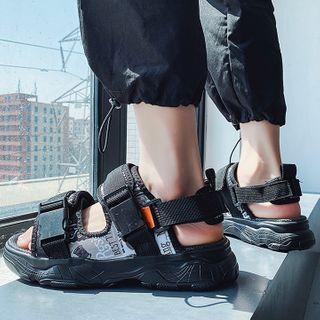 Platform Printed Adhesive Strap Sandals