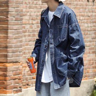Pocket Front Pinstripe Denim Shirt