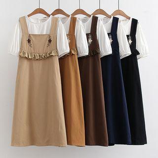 Set: Midi Overall Dress + Short-sleeve Top