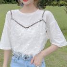 Mock-two-piece Butterfly T-shirt White - One Size