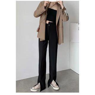 Asymmetrical Slit Wide Leg Pants