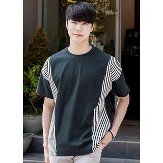 Stripe-panel Loose-fit T-shirt